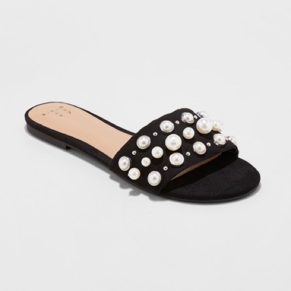 a new day Shoes - A New Day Santana Slide Sandal, Black/Pearls Sz 9